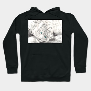 Snow Leopard Graphite art Hoodie